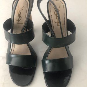 YSL Leather open toe heels